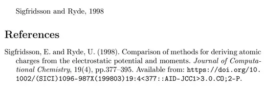 Sigfridsson, E. and Ryde, U. (1998). Comparison of methods for deriving atomic charges from the electrostatic potential and moments. Journal of Computational Chemistry, 19(4), pp.377–395. Available from: https://doi.org/10.1002/(SICI)1096-987X(199803)19:4<377::AID-JCC1>3.0.CO;2-P.