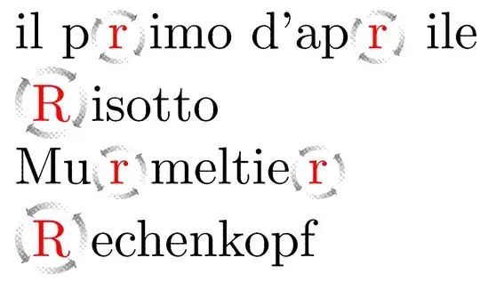 Rolling/rotating letters "r"