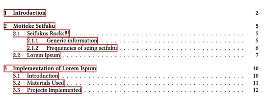 Red Frame over table of contents