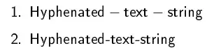 Hyphenated text string
