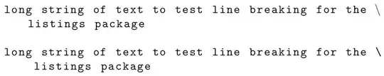 Screenshot of output of above latex code, demonstrating the visual difference in backslashes