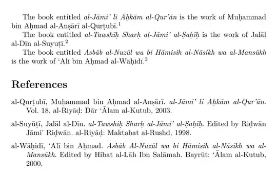 al-Qurṭubī, Muḥammad bin Aḥmad al-Anṣārī. al-Jāmi’ li Aḥkām al-Qur’ān. Vol. 18. al-Riyāḍ: Dār ‘Ālam al-Kutub, 2003.
al-Suyūṭī, Jalāl al-Dīn. al-Tawshiḥ Sharḥ al-Jāmi’ al-Ṣaḥīḥ. Edited by Riḍwān Jāmi’ Riḍwān. al-Riyāḍ: Maktabat al-Rushd, 1998.
al-Wāḥidī, ‘Alī bin Aḥmad. Asbāb Al-Nuzūl wa bi Hāmisih al-Nāsikh wa al-Mansūkh. Edited by Hibat al-Lāh Ibn Salāmah. Bayrūt: ‘Ālam al-Kutub, 2000.