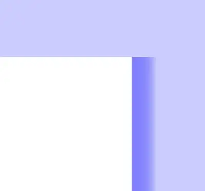 Top of a white rectangle with blurred blue shadow
