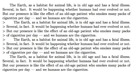 Repeated symbol at the left margin with the line numbering mechanism.