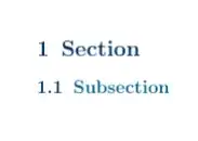 Section Number and Text are dark blue. Subsection text is light blue, but Subsection Number is still dark blue.