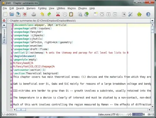 Screenshot of jEdit with a .tex file open