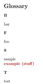 Glossary B bar F foo S sample example (stuff) T test