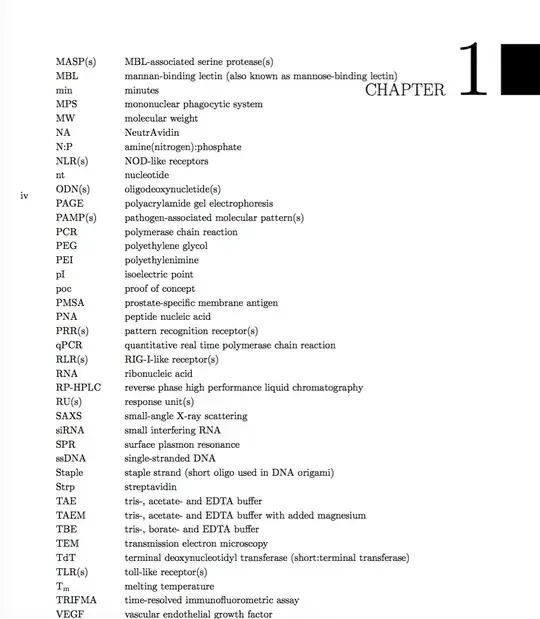 Chapter heading in section