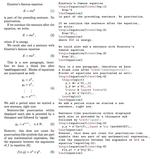 punctuation in displayed math