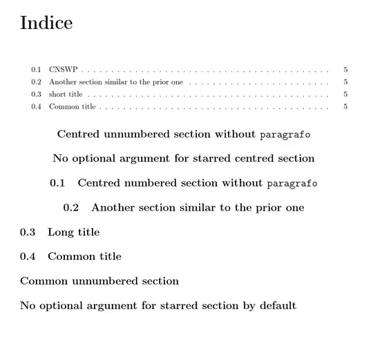 examples of \section, \section*, \sectionc and \sectionc* outside paragrafo