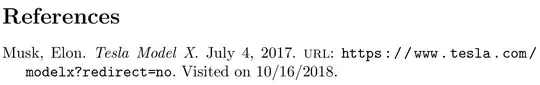 Musk, Elon. Tesla Model X. July 4, 2017. url: https://www.tesla.com/modelx?redirect=no. Visited on 10/16/2018.