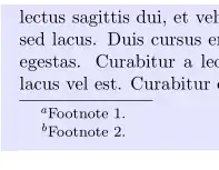 footnotes in bluebox with alphabetic numbering
