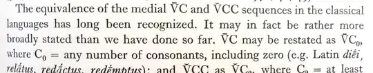 Example of the VCC notation with brevis and macron