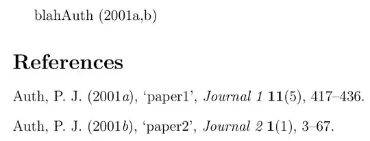 The citation reads "blahAuth (2001*a*,*b*)" with *a* and *b* in italics