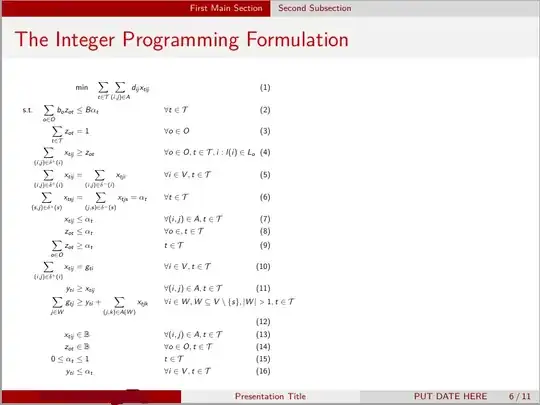 Formulation appears flushed left