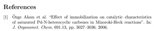 Ozge Aksın et al. “Effect of immobilization on catalytic characteristics of saturated Pd-N-heterocyclic carbenes in Mizoroki-Heck reactions”. In: J. Organomet. Chem. 691.13, pp. 3027–3036. 2006.