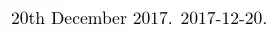 20th December 2017. 2017-12-20.