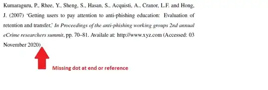 Missing dot at end of reference