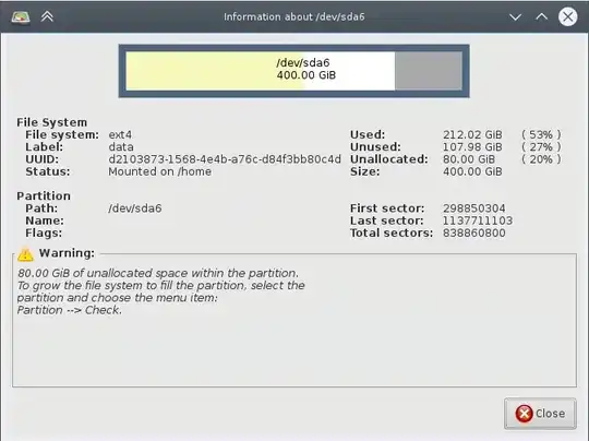 Gparted information dialog