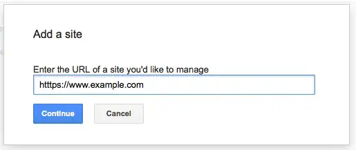 Screenshot of "add a site" dialogue