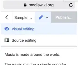 Toolbar with menu opened