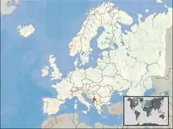 O hartă care arată localizarea Muntenegru