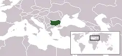 O hartă care arată localizarea Bulgariei