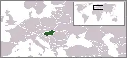 O hartă care arată localizarea Ungariei