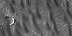 Close view of dunes in Newton crater, as seen by HiRISE under HiWish program