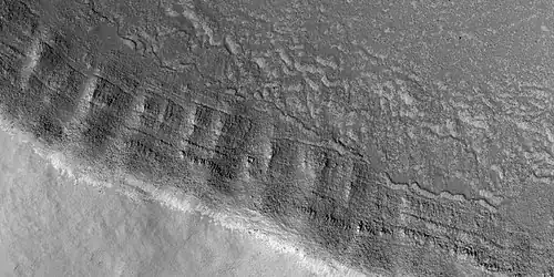 Close view of layers in crater,  as seen by HiRISE under HiWish program