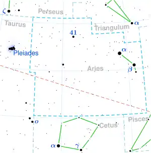 TZ Arietis is located in the constellation Aries.