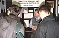 David Hughes explaining concepts to University students at the 1989 research bazaar, Hicks Building.