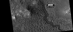 Close view of channels in Lyot crater, as seen by HiRISE under HiWish program