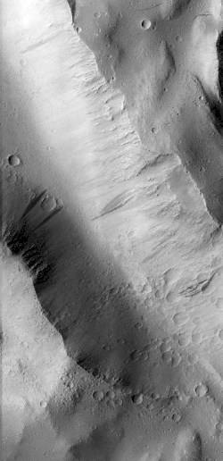 Animation showing changes in streaks on slopes of ridges within the Olympus Mons Aureole.  The changes happened in six years.