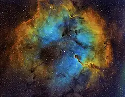 Widefield view of the IC1396 nebula in SHO Hubble palette