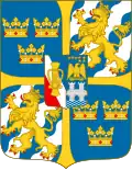 The coat of arms of Sweden, showing Big Dipper above the Napoleonic Eagle.