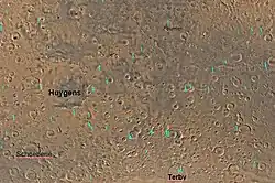 Map of Iapygia quadrangle with major craters.