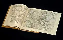 Johannes Kepler's 1606 book De Stella Nova in Pede Serpentarii (On the New Star in Ophiuchus's Foot) opened at the page of the Ophiuchus constellation.