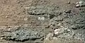 "Goulburn" rock outcrop on Mars - an ancient streambed - viewed by the Curiosity rover (August 17, 2012).