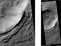 Penticton Crater New Light-Toned Feature, as seen by HiRISE