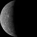 Mariner 10's first image of Mercury acquired on March 24, 1974.