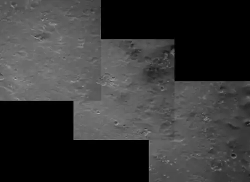 Oblique view of most of the facula, looking southwest.  The distance from upper left to lower right is about 57 km.