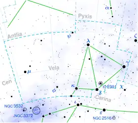 Luhman 16 is located in the constellation Vela.