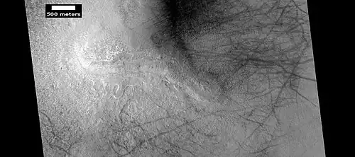 Dust devil tracks, as seen by HiRISE under HiWish program