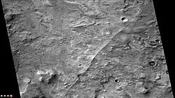 Possible dikes on floor of Copernicus Crater, as seen by CTX camera (on Mars Reconnaissance Orbiter).  The straight lines may be dikes, faults, or joints.