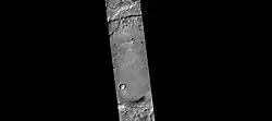 CTX camera (on Mars Reconnaissance Orbiter) image of Escalante Crater.  Dunes are visible near the bottom of the image.
