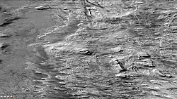 Layered deposit in Galle crater, as seen by CTX camera.  Note: this is an enlargement of a previous image.