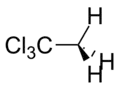 Skeletal structure of 1,1,1-trichloroethane.