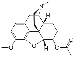 Chemical structure of acetyldihydrocodeine.