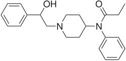 Chemical structure of betahydroxyfentanyl.